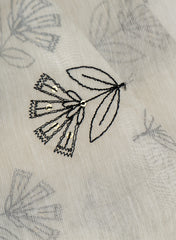 Mul Chanderi Dyeable Floral Pattern Embroidery Fabric.