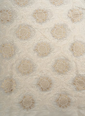 Mul Chanderi Dyeable Floral Pattern Zari Embroidery Fabric.
