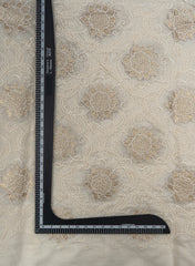Mul Chanderi Dyeable Floral Pattern Zari Embroidery Fabric.