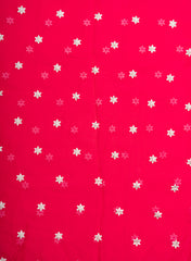 Pure Organza Dark Pink Color Saali And Pearl Embroidery Fabric.