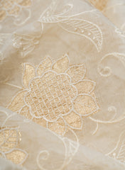 Mul Chanderi Dyeable Floral Pattern Zari Embroidery Fabric.