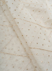 Mul Chanderi Dyeable Mukesh Work Embroidery Fabric.