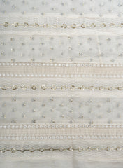 Mul Chanderi Dyeable Sequins Embroidery Fabric.