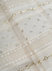 Mul Chanderi Dyeable Sequins Embroidery Fabric.