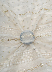 Mul Chanderi Dyeable Sequins Embroidery Fabric.