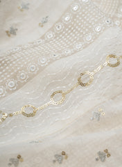 Mul Chanderi Dyeable Sequins Embroidery Fabric.