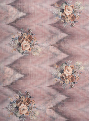 (Art Linen) Linen Pastel Pink Color Floral Pattern Hybrid Print Fabric.