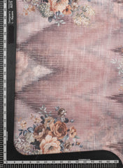 (Art Linen) Linen Pastel Pink Color Floral Pattern Hybrid Print Fabric.