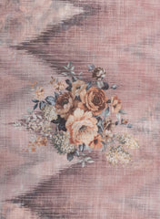 (Art Linen) Linen Pastel Pink Color Floral Pattern Hybrid Print Fabric.