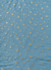 Pure Viscose Satin Sky Blue Color With Jacquard Butti Dyed Fabric