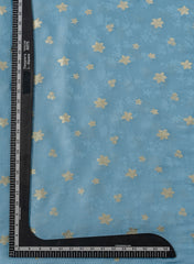 Pure Viscose Satin Sky Blue Color With Jacquard Butti Dyed Fabric