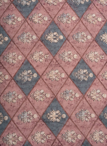 (Pre Cut-1.5 Meter) Art LinenDark Mauve Color Geometrical Pattern Hybrid Print Fabric.