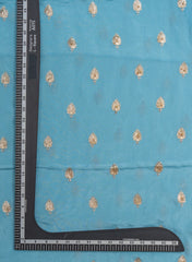 Pure Chinnon Chiffon Sky Blue Color Zari And Sequins Butta Pattern Embroidery Fabric.