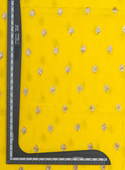 Pure Chinnon Chiffon Amber Yellow  Color Zari And Sequins Butta Pattern Embroidery Fabric.