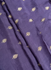 Pure Chinnon Chiffon Purple Color Zari And Sequins Butta Pattern Embroidery Fabric.