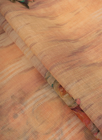 (Pre Cut-2 Meter) Linen Multi Color Floral Pattern Hybrid Print Fabric.