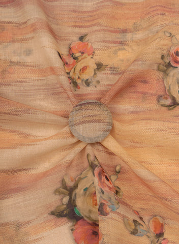 (Pre Cut-2 Meter) Linen Multi Color Floral Pattern Hybrid Print Fabric.