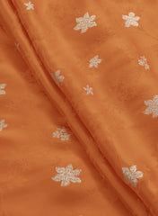 Pure Viscose Satin Orange Color With Jacquard Butti Dyed Fabric