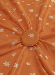 Pure Viscose Satin Orange Color With Jacquard Butti Dyed Fabric