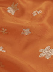 Pure Viscose Satin Orange Color With Jacquard Butti Dyed Fabric