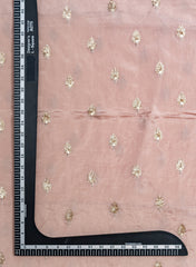 Pure Chinnon Chiffon Grey Color Zari And Sequins Butta Pattern Embroidery Fabric.