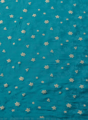 Pure Viscose Satin Blue Color With Jacquard Butti Dyed Fabric