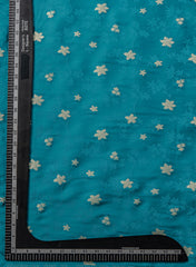 Pure Viscose Satin Blue Color With Jacquard Butti Dyed Fabric