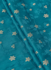 Pure Viscose Satin Blue Color With Jacquard Butti Dyed Fabric