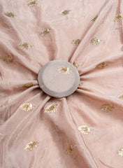 Pure Chinnon Chiffon Grey Color Zari And Sequins Butta Pattern Embroidery Fabric.