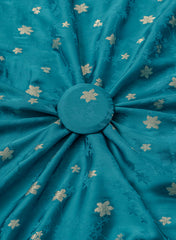 Pure Viscose Satin Blue Color With Jacquard Butti Dyed Fabric