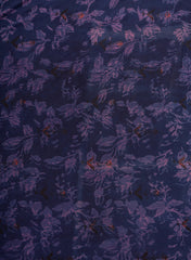 Cotton Mulmul Shades Of Purple Color Floral Pattern Dabu Print Fabric.