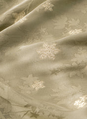 Pure Viscose Satin Biege Color With Jacquard Butti Dyed Fabric