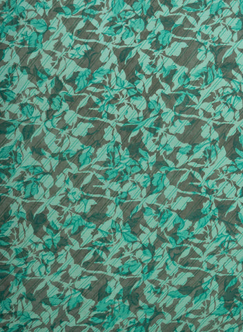 (Pre Cut-3 Meter) Pure Cotton Cambric Shades Of Green Color Floral Pattern Dabu Hand Block Print Fabric.