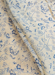 Pure Linen OffWhite Color Floral Natural Print Fabric.