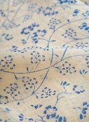 Pure Linen OffWhite Color Floral Natural Print Fabric.