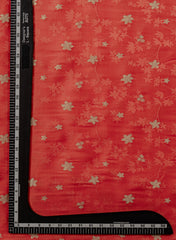 Pure Viscose Satin Red Color With Jacquard Butti Dyed Fabric