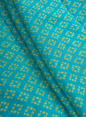 Pure Linen Fresh Blue Color Bandhani Natural Print Fabric.