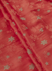 Pure Viscose Satin Red Color With Jacquard Butti Dyed Fabric
