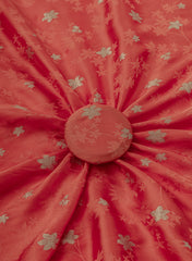 Pure Viscose Satin Red Color With Jacquard Butti Dyed Fabric