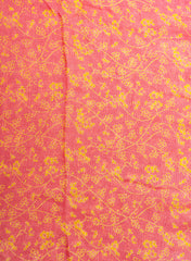 Pure Linen Peachish Pink Color Floral Natural Print Fabric.