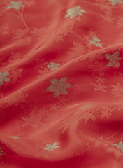 Pure Viscose Satin Red Color With Jacquard Butti Dyed Fabric