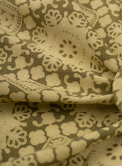 Pure Cotton Cambric Olive Green Color Geometrical Pattern Dabu Hand Block Print Fabric.