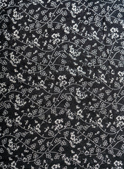 Pure Linen Black Color Floral Natural Print Fabric.