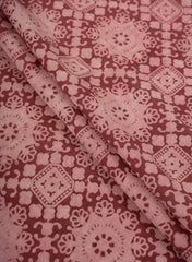 Pure Cotton Cambric Dark Mauve Color Geometrical Pattern Dabu Hand Block Print Fabric.