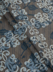 Pure Cotton Cambric Grey Color Geometrical Pattern Dabu Hand Block Print Fabric.