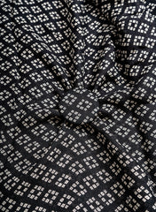 Pure Linen Black Color Bandhani Natural Print Fabric.