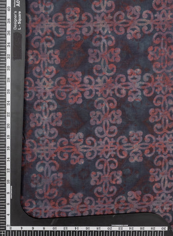 (Pre Cut-2.5 Meter)Pure Cotton Cambric Shades Of Wine Color Geometrical Pattern Dabu Hand Block Print Fabric.
