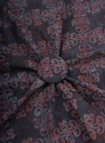 (Pre Cut-2.5 Meter)Pure Cotton Cambric Shades Of Wine Color Geometrical Pattern Dabu Hand Block Print Fabric.