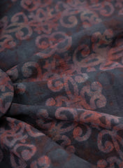 Pure Cotton Cambric Shades Of Wine Color Geometrical Pattern Dabu Hand Block Print Fabric.