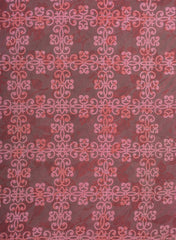 Pure Cotton Cambric Dark Mauve Color Geometrical Pattern Dabu Hand Block Print Fabric.